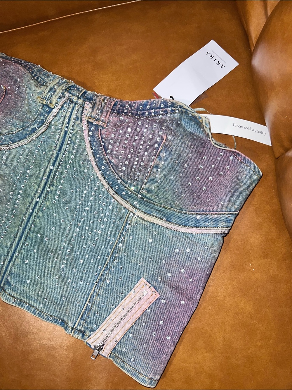 AKIRA Galaxy Girl Rhinestone Denim Corset size size 1X - Picture 11 of 16
